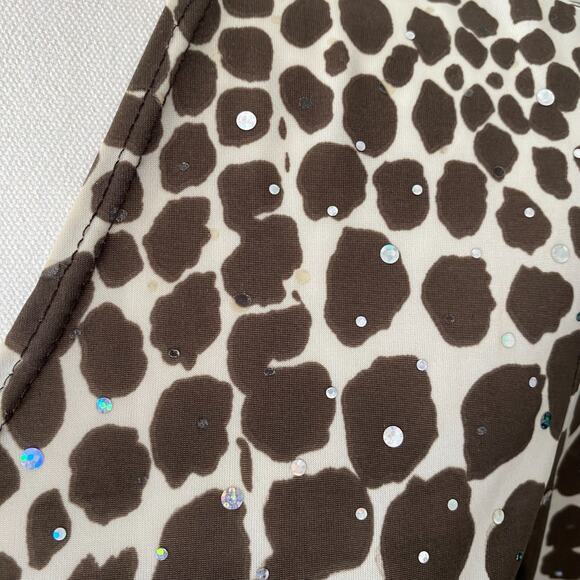 Vintage Brittany Black Womens Y2K Animal Print Top Size M Sequin Grunge 90s - Picture 5 of 12